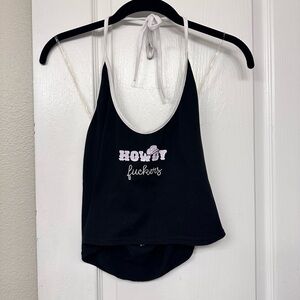 Western Black and White Halter Top